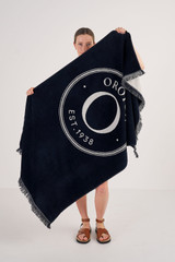 Oroton Kane Towel in Navy and 100% Woven Cotton for Women