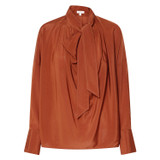 Oroton Fluid Blouse in Cognac and 92% Silk 8% Spandex for Women
