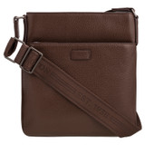 Front product shot of the Oroton Harry Pebble Messenger Bag in Cedar and Pebble Leather for Men