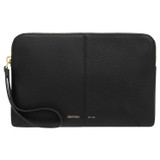 Front product shot of the Oroton Lilly Medium Zip Pouch in Black and Pebble Leather for Women