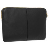 Back product shot of the Oroton Lilly Medium Zip Pouch in Black and Pebble Leather for Women