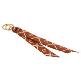 Oroton Heather Scarf Keyring in Cognac/Cream and Printed Polyester for Women