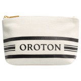 Front product shot of the Oroton Lara Small Toiletry Bag in Natural and Recycled Canvas for Women