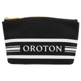 Oroton Lara Small Toiletry Bag in Black and Recycled Canvas for Women
