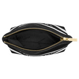 Internal product shot of the Oroton Lara Small Toiletry Bag in Black and Recycled Canvas for Women