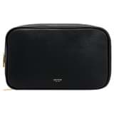 Front product shot of the Oroton Jemima Beauty Bag in Black and Pebble leather for 
