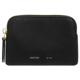 Front product shot of the Oroton Lilly Small Zip Pouch in Black and Pebble Leather for Women
