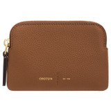 Front product shot of the Oroton Lilly Small Zip Pouch in Cognac and Pebble Leather for Women