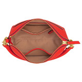 Internal product shot of the Oroton Lilly Zip Top Crossbody in Crimson and Pebble leather for Women