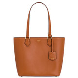 Front product shot of the Oroton Inez Small Shopper Tote in Cognac and Shiny Soft Saffiano for Women