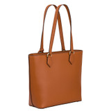 Back product shot of the Oroton Inez Small Shopper Tote in Cognac and Shiny Soft Saffiano for Women