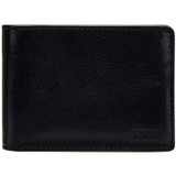 Front product shot of the Oroton Katoomba 4 Credit Card Mini Wallet in Black and Vegetable Tanned Leather for Men