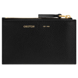 Front product shot of the Oroton Lilly 4 Credit Card Mini Pouch in Black and Pebble leather for Women