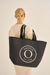 Oroton Kaia Shopper Tote in Black and Coated Canvas for Women