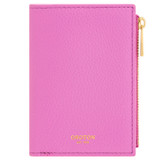 Front product shot of the Oroton Jemima Mini 10 Credit Card Zip Wallet in Fuchsia and Pebble Cow Leather for Women