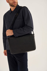 Oroton Harry Pebble EW Satchel in Black and Pebble Leather for Men