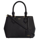 Front product shot of the Oroton Inez Mini City Tote in Black and Shiny Soft Saffiano for Women