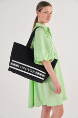 Oroton Lara Large Tote in Black and Recycled Canvas for Women