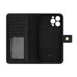 Internal product shot of the Oroton Inez 6 Credit Card Zip Case iPhone 13 Pro Max in Black and Saffiano Leather for Women