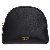 Front product shot of the Oroton Inez Pouchette in Black and Shiny Soft Saffiano for Women