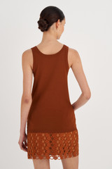 Oroton Knit Tank in Tan and 83% Viscose, 17% Polyester for Women