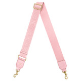 Oroton Logo Bag Strap in Tulip Pink and Logo Jacquard Webbing With Leather Trims for Women