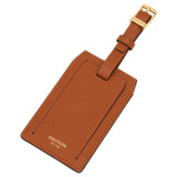 Front product shot of the Oroton Inez Luggage Tag in Cognac and Split Saffiano Leather for Women
