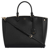 Oroton Inez 15" Zip Around Worker Tote in Black and Shiny Soft Saffiano for Women