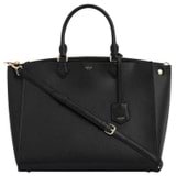 Front product shot of the Oroton Inez 15" Zip Around Worker Tote in Black and Shiny Soft Saffiano for Women