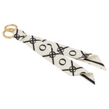 Front product shot of the Oroton Heather Scarf Keyring in Cream/Black and Printed Polyester for Women