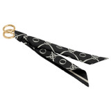Oroton Heather Scarf Keyring in Black/Cream and Printed Polyester for Women