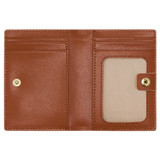 Internal product shot of the Oroton Harriet 4 Credit Card Fold Wallet in Praline and Saffiano Leather for Women