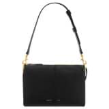 Front product shot of the  Emma Small Day Bag in Black and Pebble Leather for Women