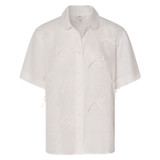 Front product shot of the Oroton Bow Detail Shirt in Antique White and 100% Linen for Women