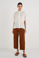 Oroton Bow Detail Shirt in Antique White and 100% Linen for Women