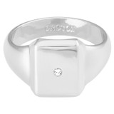 Oroton Fawne Rectangle Signet Ring in Silver/Clear and Brass Base With Sterling Silver plating/Cubic Zirconia for Women