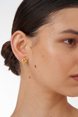 Oroton Aster Studs in Worn Gold and Brass Base With 18CT Gold Plating for Women