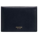 Front product shot of the Oroton Harriet 4 Credit Card Fold Wallet in Indigo and Saffiano Leather for Women