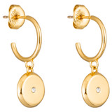 Oroton Fawne Circle Mini Hoops in Gold/Clear and Brass Base With 18CT Gold Plating /Cubic Zirconia for Women