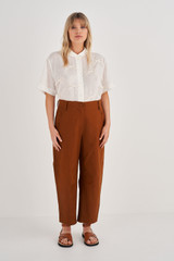 Oroton Curved Leg Pant in Tan and 100% Cotton for Women