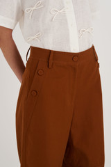 Oroton Curved Leg Pant in Tan and 100% Cotton for Women