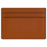 Back product shot of the Oroton Harvey Signature Credit Card Sleeve in Black/Cognac and Oroton Logo Printed Coated Canvas. Smooth Leather Trims for Women