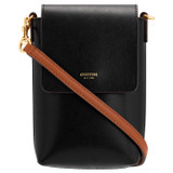 Front product shot of the Oroton Harriet Phone Crossbody in Black and Saffiano Leather for Women