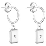 Oroton Fawne Rectangle Mini Hoops in Silver/Clear and Brass Base With Sterling Silver plating/Cubic Zirconia for Women