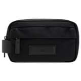 Front product shot of the Oroton Ethan Toiletry Bag in Black and Recycled Nylon and Recycled Leather Trim for Men