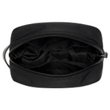 Internal product shot of the Oroton Ethan Toiletry Bag in Black and Recycled Nylon and Recycled Leather Trim for Men