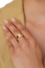 Oroton Fawne Rectangle Signet Ring in Gold/Clear and Brass Base With 18CT Gold Plating /Cubic Zirconia for Women