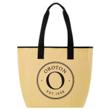 Oroton Kaia Straw Shopper Tote in Natural/Black and Straw for Women
