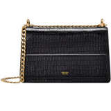 Oroton Forte Texture Slim Clutch Bag in Black Texture and Croc Effect Leather for Women