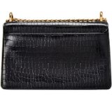 Back product shot of the Oroton Forte Texture Slim Clutch Bag in Black Texture and Croc Effect Leather for Women